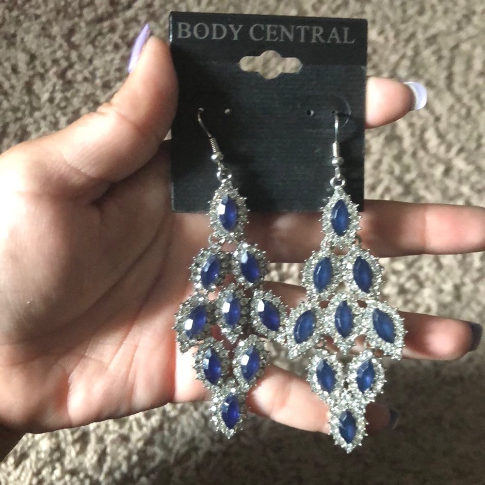 Blue and silver statement earrings